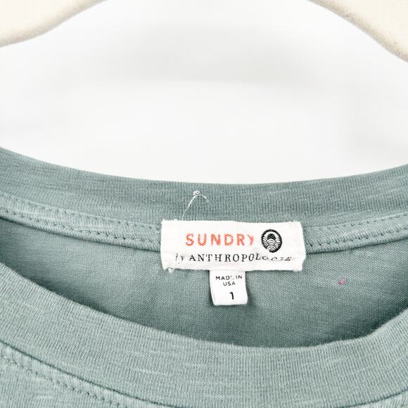 Anthropologie Sundry Womens Fall 3/4 Sleeve Shirred Mini Dress Size L Moss Green - Picture 5 of 7